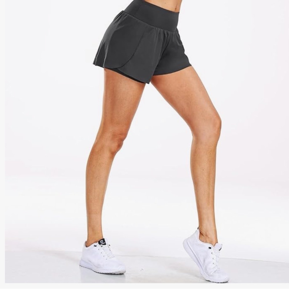 Cadmus Women’s 2-in-1 Workout Shorts‎ – Dark Gray / Navy, Size S